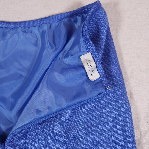 Tahari Arthur Levine Purple Blue Lined Pencil Skirt Womens 8 Rear Zip Pleats - Picture 11 of 14
